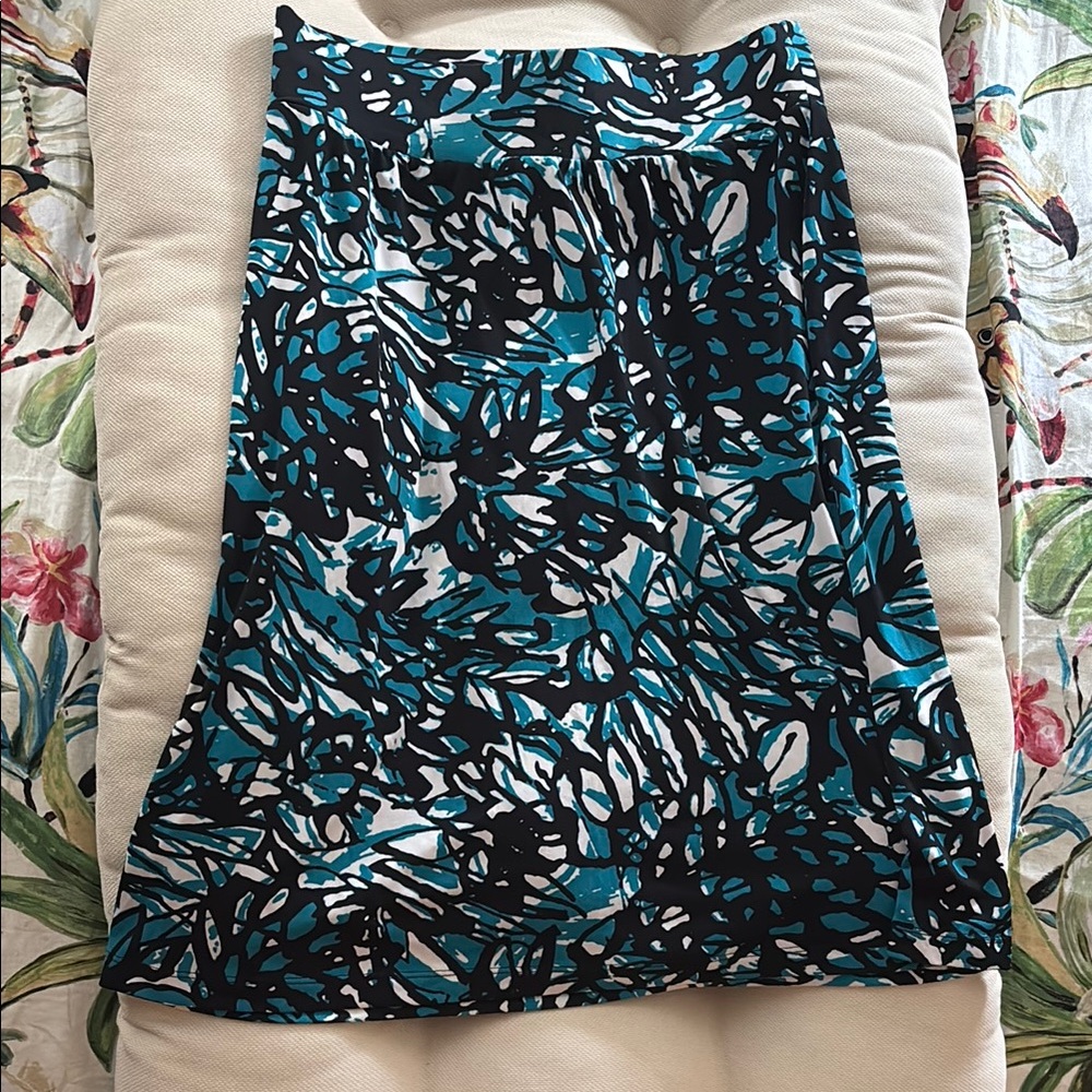 Merona Blue and Black A-Line Midi Skirt Casual